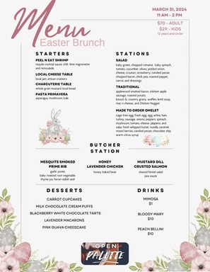 Easter Brunch Menu at Open Palette